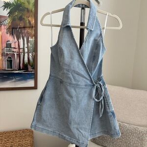 MINKPINK Blue Denim Romper